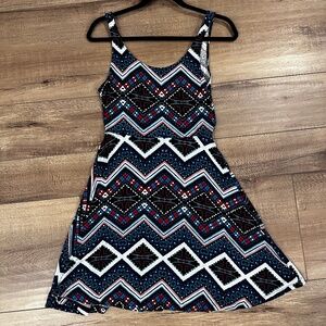 Express Dress, Size Small: Geometric design, Red/White/Blue